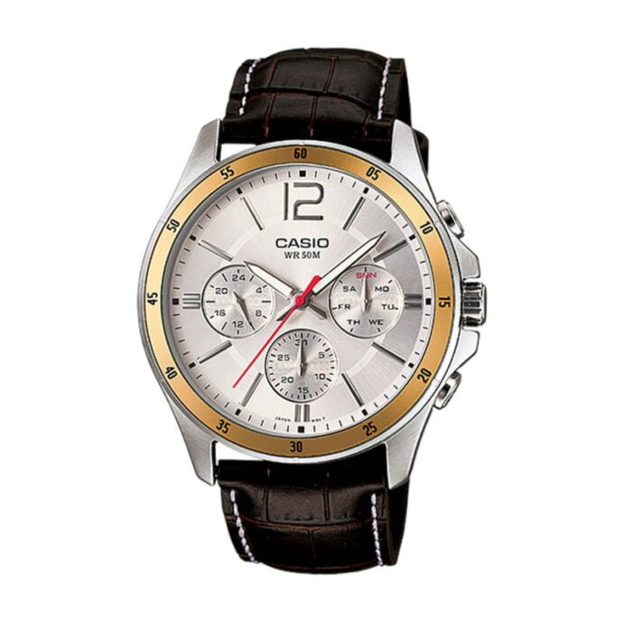 ⁦CASIO MTP-1374L-7AVDF Montre Pour Hommes - Marron / Argent⁩ - الصورة ⁦4⁩