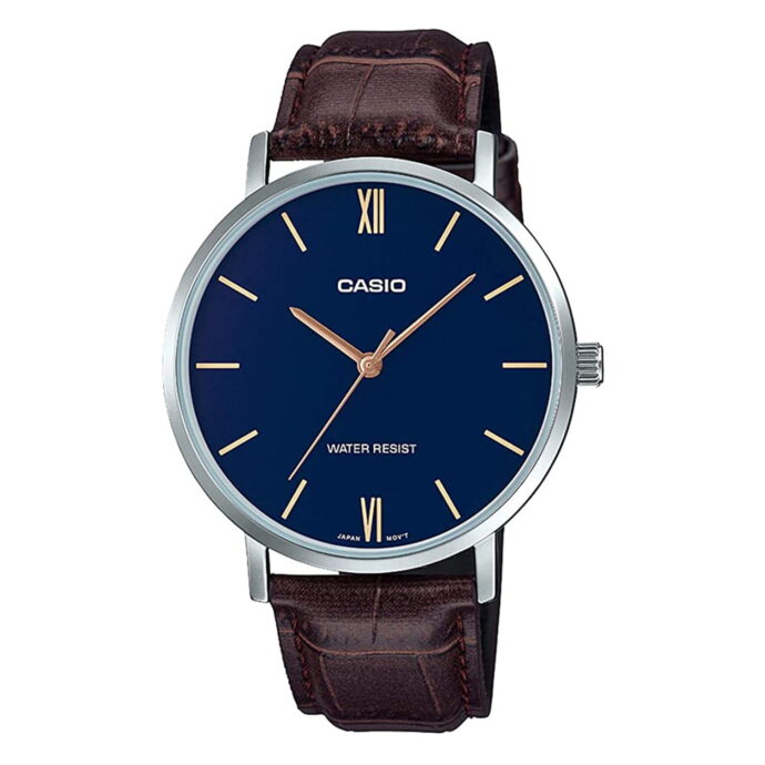 ⁦Casio MTP-VT01L-2BUDF Montre Pour Hommes - Argent/Marron⁩ - الصورة ⁦5⁩