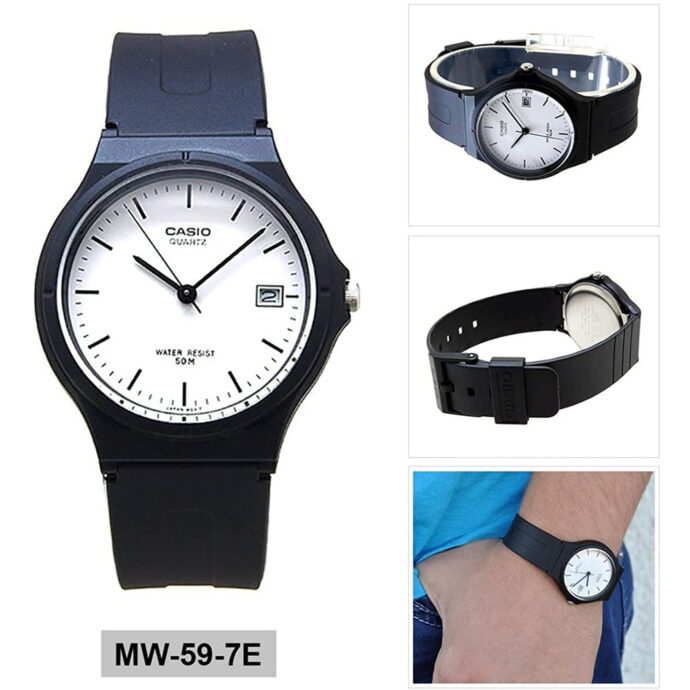 ⁦CASIO MW-59-7EVDF Montre Unisexe - Noir/Blanc⁩ - الصورة ⁦2⁩